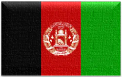 Countries That End in Stan 3 Flag of Afghanistan with vertical black red and green stripes and a central national emblem