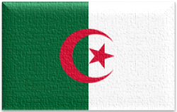 Flag 3 Flag of Algeria with green and white halves and a red crescent and star