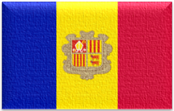 Flag 4 Flag of Andorra with blue yellow and red vertical stripes and a coat of arms