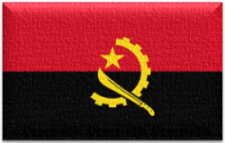 Flag 5 Flag of Angola with red and black halves and a yellow emblem