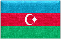 Flag 11 Flag of Azerbaijan with blue red and green stripes and crescent star