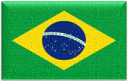Flag of Brazil with green field yellow diamond and blue globe with stars