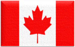 Flag of Canada with red borders and red maple leaf