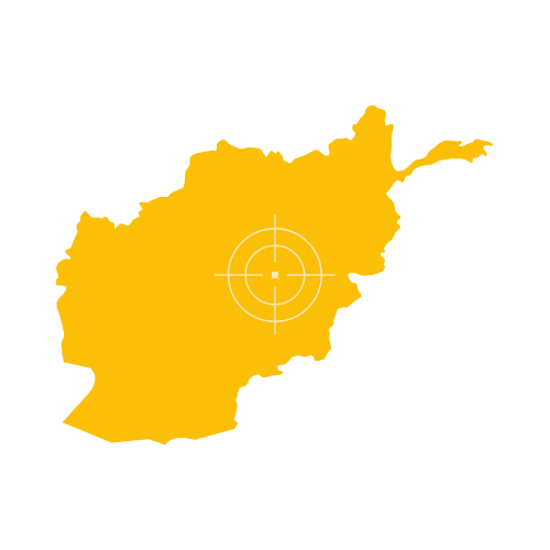 Afghanistan map showing country outline, provinces, and major cities